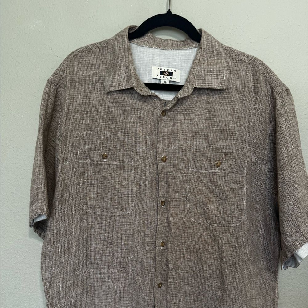 Joseph Abboud Button Up Linen Short Sleeve Semi Dress Casual Shirt